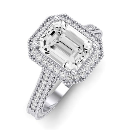 Wallflower Diamond Matching Band Only ( Engagement Ring Not Included) For Ring With Emerald Center whitegold