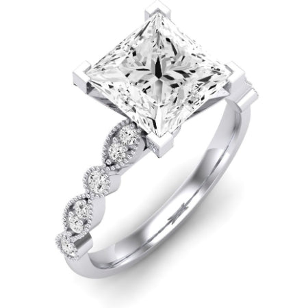 Marigold Moissanite Matching Band Only (does Not Include Engagement Ring) For Ring With Princess Center whitegold