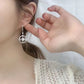 Sally Round Pearl & Moissanite Dangling Earrings whitegold