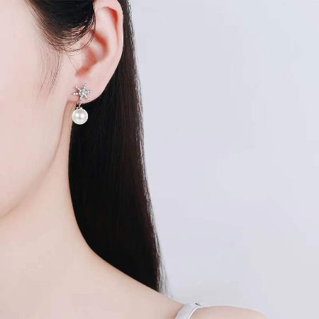 Steffi Diamond & Pearl Earrings whitegold