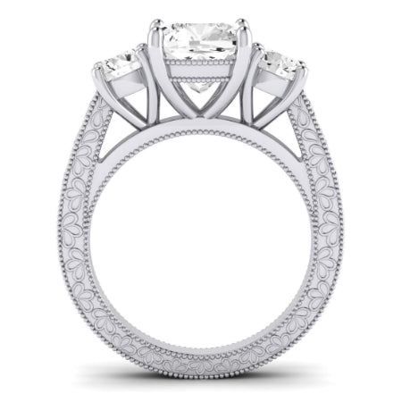 Belladonna Diamond Matching Band Only (does Not Include Engagement Ring) For Ring With Cushion Center whitegold