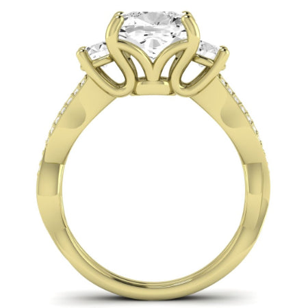 Bottlebrush Moissanite Matching Band Only (does Not Include Engagement Ring) For Ring With Cushion Center yellowgold
