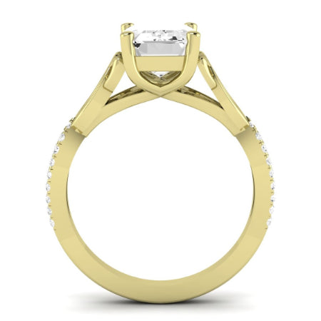 Pavonia Moissanite Matching Band Only (does Not Include Engagement Ring)  For Ring With Emerald Center yellowgold