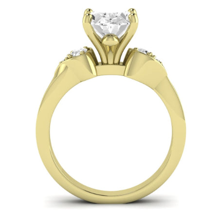 Hibiscus Moissanite Matching Band Only (does Not Include Engagement Ring)  For Ring With Oval Center yellowgold