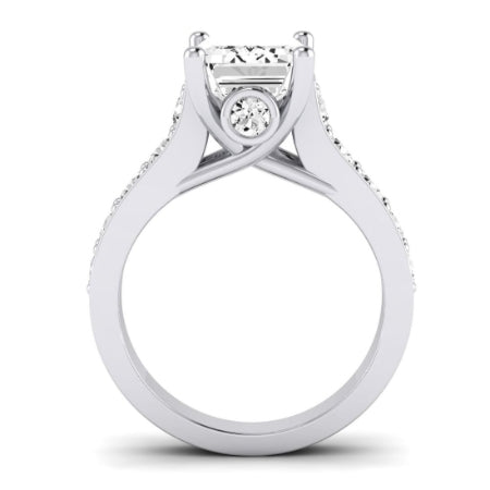 Calluna Diamond Matching Band Only (does Not Include Engagement Ring) For Ring With Emerald Center whitegold