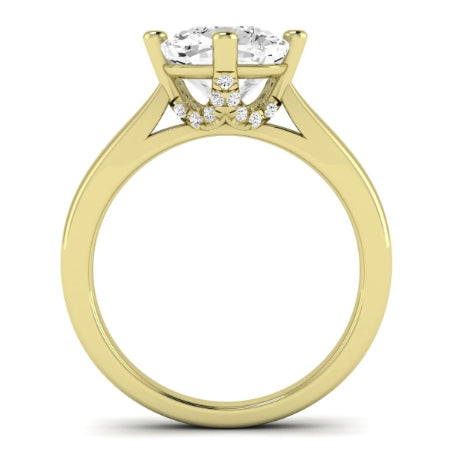 Gardenia Moissanite Matching Band Only (does Not Include Engagement Ring) For Ring With Cushion Center yellowgold