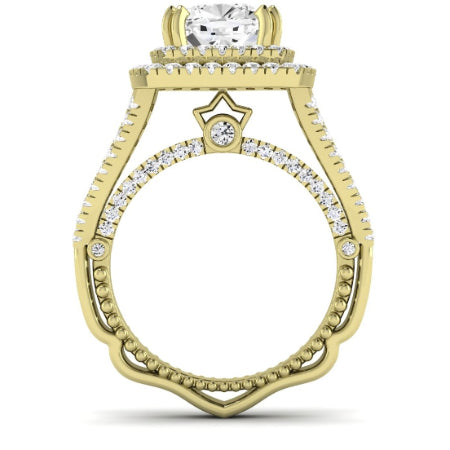 Lupin Moissanite Matching Band Only (does Not Include Engagement Ring)  For Ring With Cushion Center yellowgold