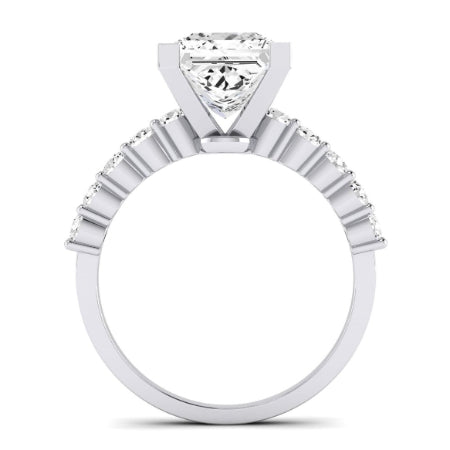 Magnolia Moissanite Matching Band Only (does Not Include Engagement Ring) For Ring With Princess Center whitegold