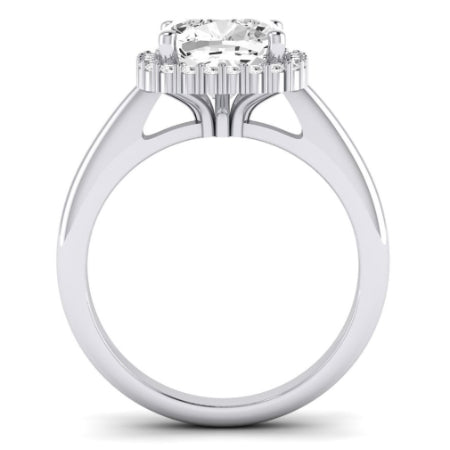 Calla Lily Moissanite Matching Band Only (does Not Include Engagement Ring) For Ring With Cushion Center whitegold