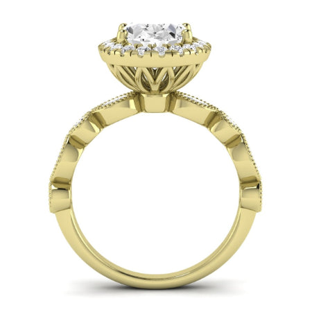 Aubretia Moissanite Matching Band Only ( Engagement Ring Not Included) For Ring With Oval Center yellowgold