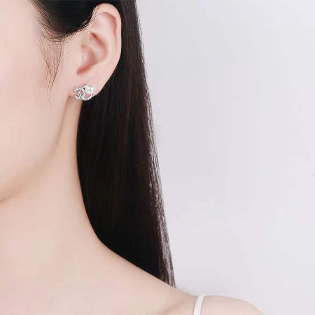 Maggie Moissanite & Pearl Earrings whitegold
