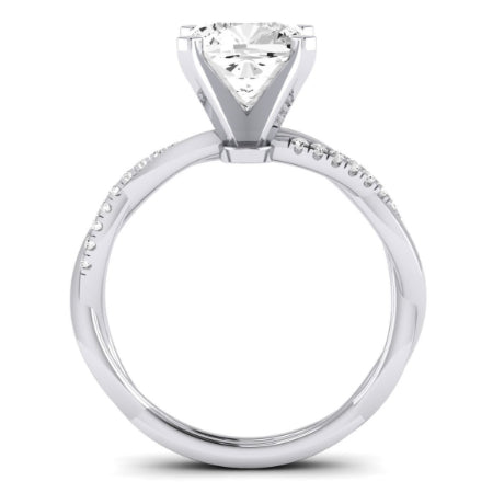 Iris Moissanite Matching Band Only (does Not Include Engagement Ring) For Ring With Cushion Center whitegold