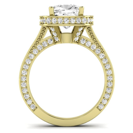 Buttercup Moissanite Matching Band Only (does Not Include Engagement Ring)  For Ring With Cushion Center yellowgold