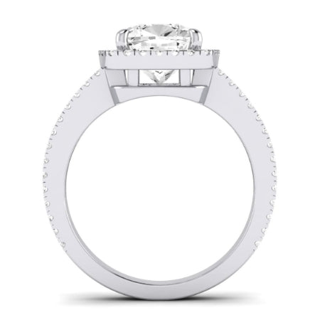 Freesia Moissanite Matching Band Only (does Not Include Engagement Ring) For Ring With Cushion Center whitegold