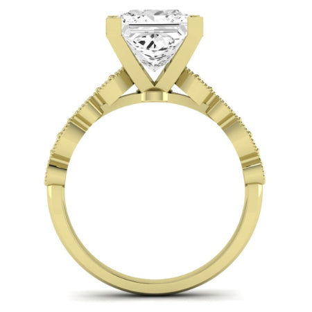 Marigold Moissanite Matching Band Only (does Not Include Engagement Ring) For Ring With Princess Center yellowgold