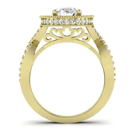 Clover Diamond Matching Band Only ( Engagement Ring Not Included)  For Ring With Oval Center yellowgold