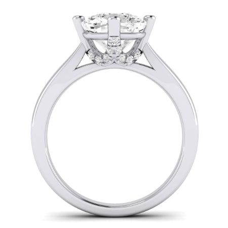 Gardenia Moissanite Matching Band Only (does Not Include Engagement Ring) For Ring With Cushion Center whitegold