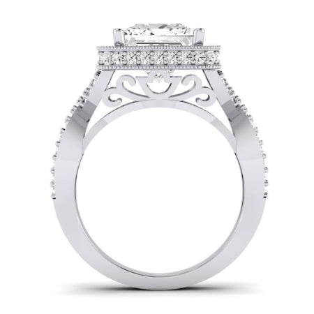 Clover Diamond Matching Band Only ( Engagement Ring Not Included) For Ring With Princess Center whitegold