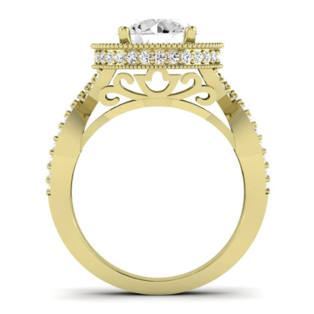 Clover Diamond Matching Band Only ( Engagement Ring Not Included)  For Ring With Round Center yellowgold