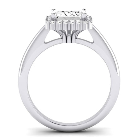 Calla Lily Moissanite Matching Band Only (does Not Include Engagement Ring) For Ring With Emerald Center whitegold