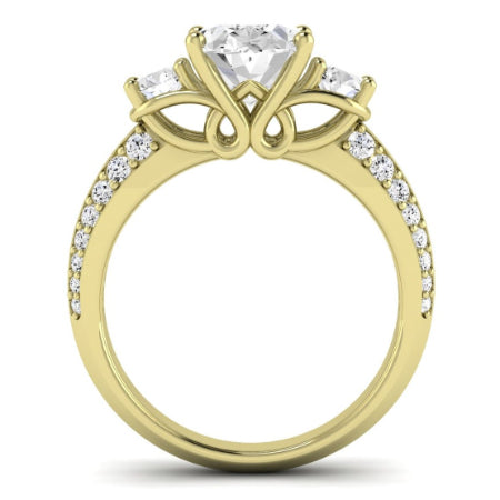 Thistle Moissanite Matching Band Only ( Engagement Ring Not Included) For Ring With Oval Center yellowgold