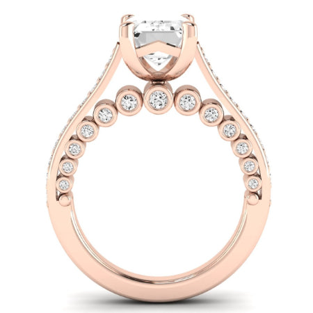 Nala Moissanite Matching Band Only (does Not Include Engagement Ring) For Ring With Emerald Center rosegold