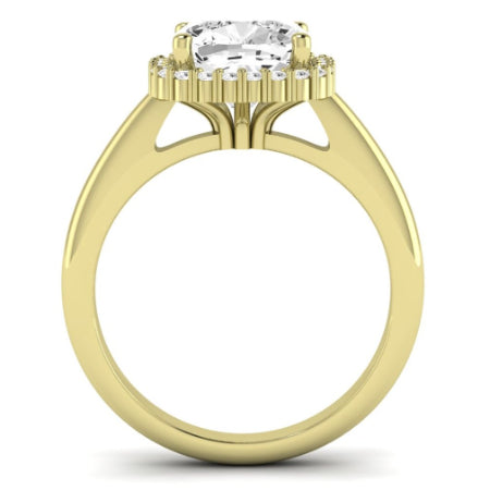 Calla Lily Diamond Matching Band Only (does Not Include Engagement Ring) For Ring With Cushion Center yellowgold