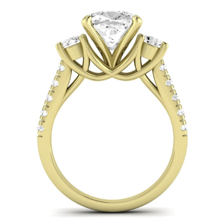 Primrose Moissanite Matching Band Only ( Engagement Ring Not Included) For Ring With Cushion Center yellowgold