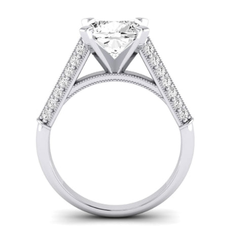 Iberis Moissanite Matching Band Only (does Not Include Engagement Ring) For Ring With Cushion Center whitegold