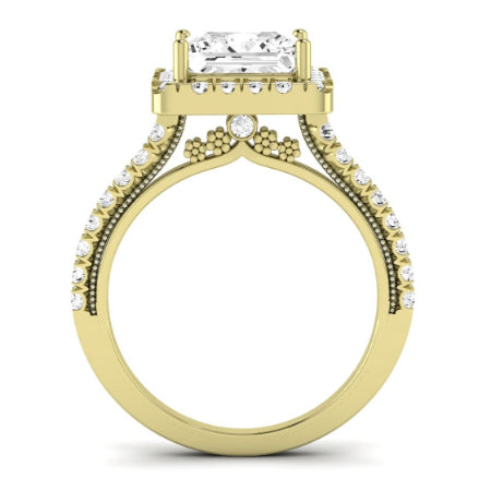 Florizel Moissanite Matching Band Only (does Not Include Engagement Ring) For Ring With Princess Center yellowgold