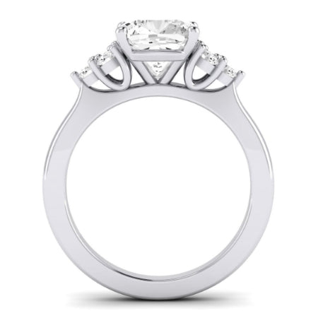 Alyssa Moissanite Matching Band Only (does Not Include Engagement Ring) For Ring With Cushion Center whitegold
