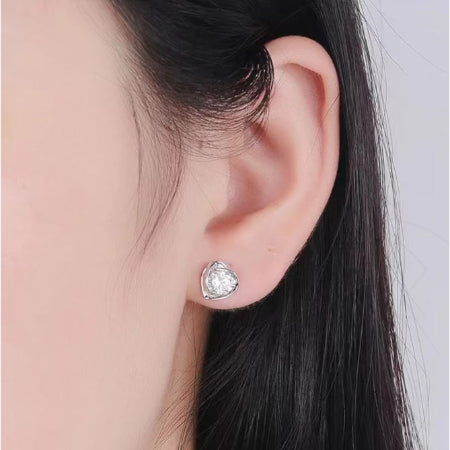 Cora Heart Stud Diamond Stud Earrings (Clarity Enhanced) whitegold