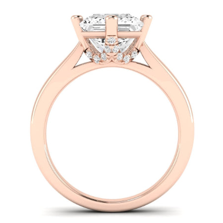 Gardenia Moissanite Matching Band Only (does Not Include Engagement Ring) For Ring With Princess Center rosegold