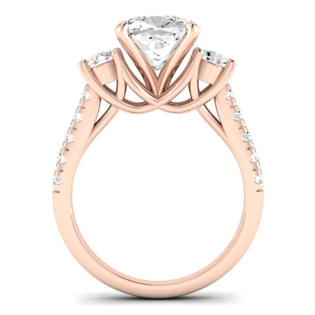 Primrose Moissanite Matching Band Only ( Engagement Ring Not Included) For Ring With Cushion Center rosegold