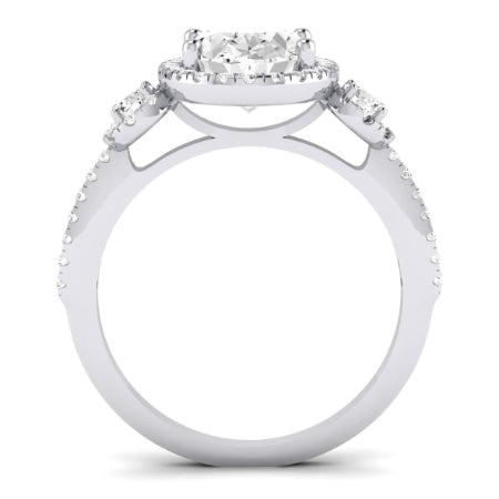 Lunaria Moissanite Matching Band Only (does Not Include Engagement Ring) For Ring With Oval Center whitegold