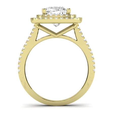 Flora Moissanite Matching Band Only (engagement Ring Not Included) For Ring With Cushion Center yellowgold