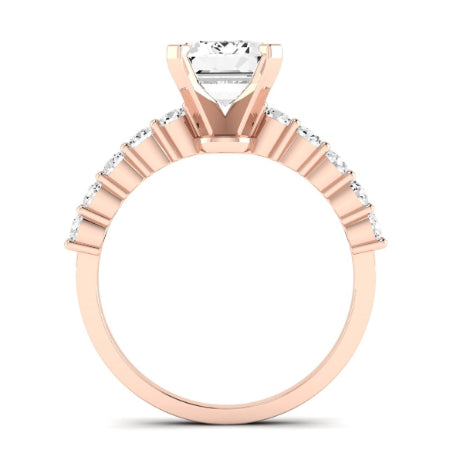 Magnolia Diamond Matching Band Only ( Engagement Ring Not Included) For Ring With Emerald Center rosegold