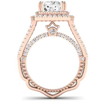 Lupin Moissanite Matching Band Only (does Not Include Engagement Ring)  For Ring With Cushion Center rosegold