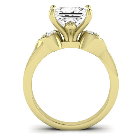 Hibiscus Moissanite Matching Band Only (does Not Include Engagement Ring)  For Ring With Princess Center yellowgold