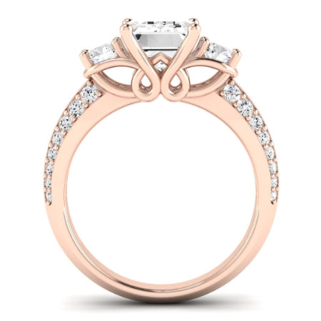 Thistle Moissanite Matching Band Only ( Engagement Ring Not Included) For Ring With Emerald Center rosegold