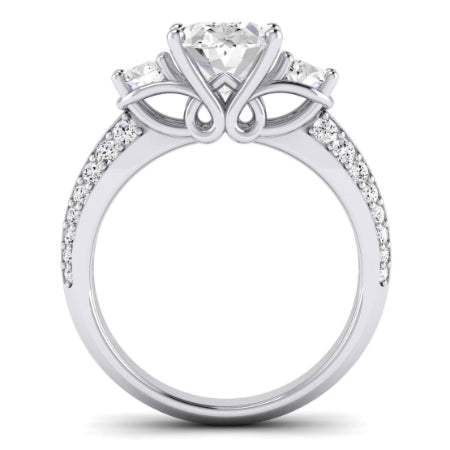 Thistle Moissanite Matching Band Only ( Engagement Ring Not Included) For Ring With Oval Center whitegold