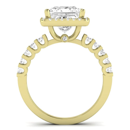 Sweet Pea Moissanite Matching Band Only ( Engagement Ring Not Included) For Ring With Princess Center yellowgold