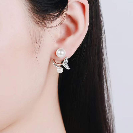 Madelyn Moissanite & Pearl Earrings whitegold