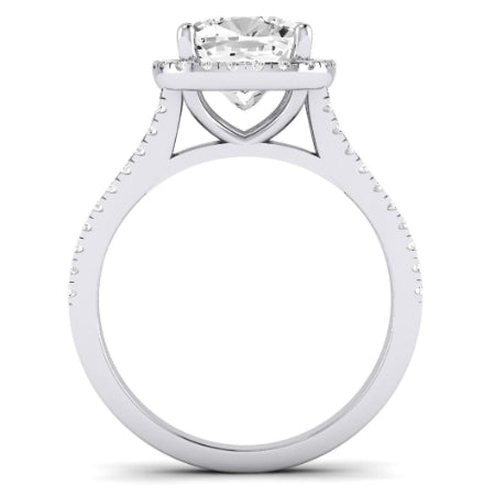 Silene Moissanite Matching Band Only ( Engagement Ring Not Included) For Ring With Cushion Center whitegold