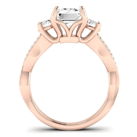 Bottlebrush Moissanite Matching Band Only (does Not Include Engagement Ring) For Ring With Emerald Center rosegold