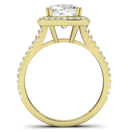 Tea Rose Moissanite Matching Band Only (does Not Include Engagement Ring) For Ring With Cushion Center yellowgold