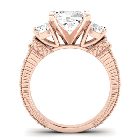 Angelonia Moissanite Matching Band Only (does Not Include Engagement Ring) For Ring With Cushion Center rosegold
