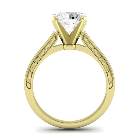 Astilbe Moissanite Matching Band Only (does Not Include Engagement Ring) For Ring With Round Center yellowgold