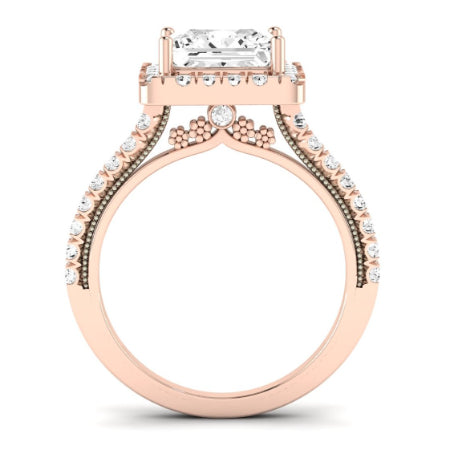 Florizel Moissanite Matching Band Only (does Not Include Engagement Ring) For Ring With Princess Center rosegold