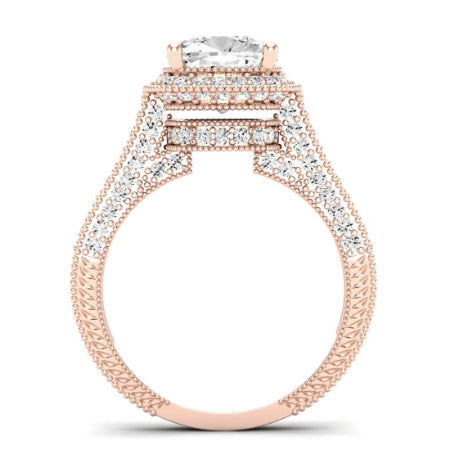 Wallflower Diamond Matching Band Only ( Engagement Ring Not Included) For Ring With Cushion Center rosegold